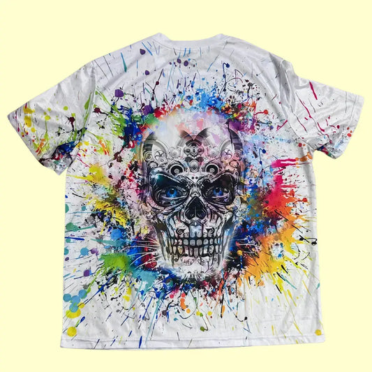Color Splash Skull Graphic T-Shirt.