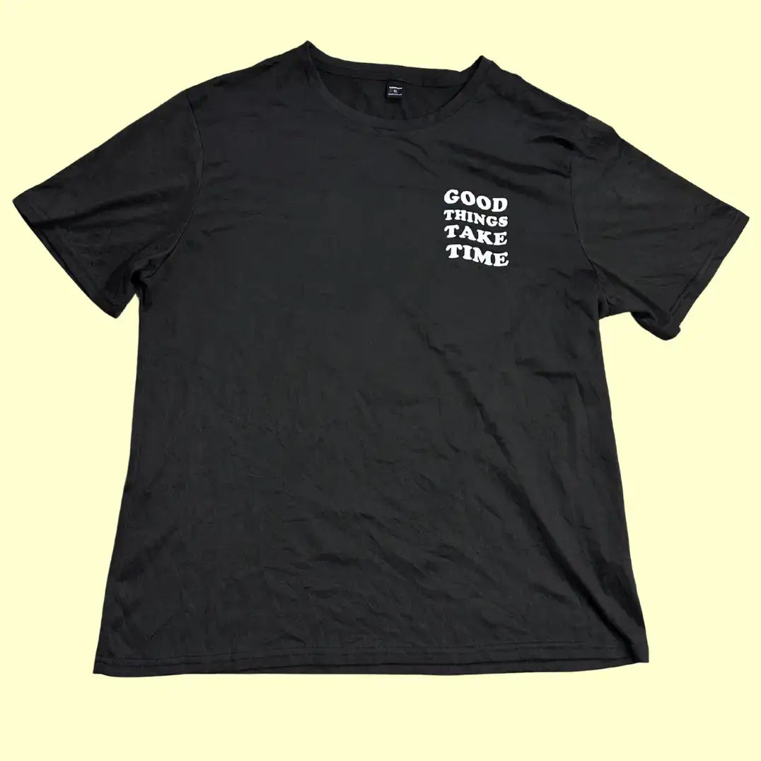 Black Graphic T-Shirt (Good Things Take Time)
