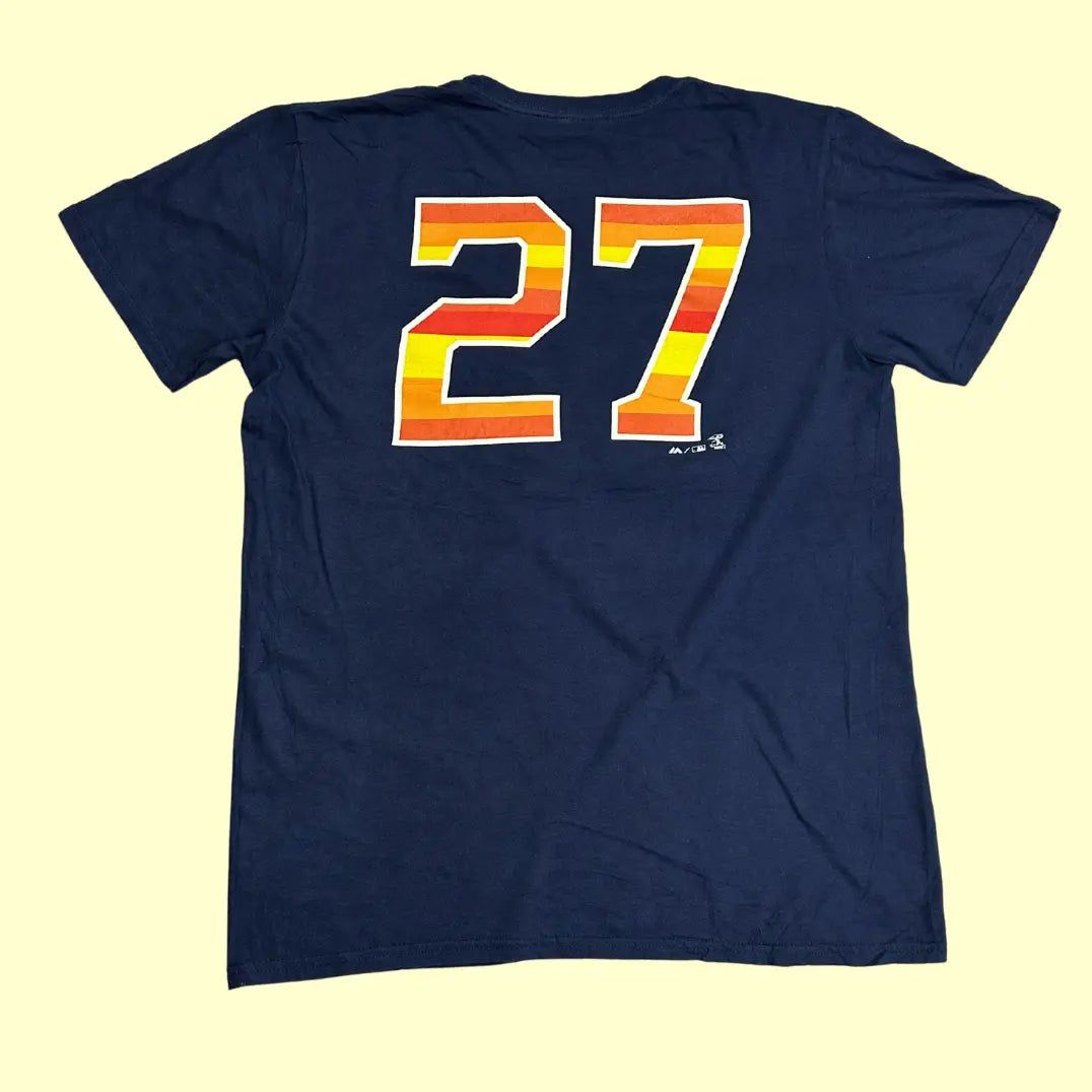 π§‘ Majestic Houston Astros #27 Baseball Tee β Navy Blue
