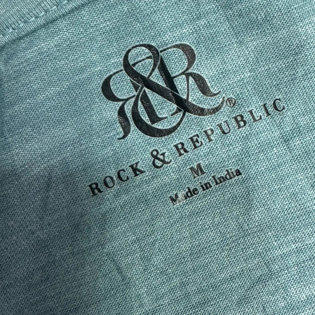 ๐ Rock & Republic Button Henley Tee โ Teal Blue