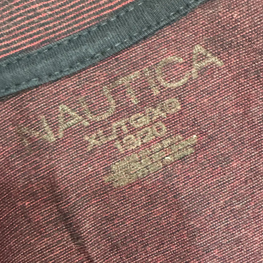 ⚓ Nautica Burgundy Textured V-Neck Tee – Classic Nautical Style