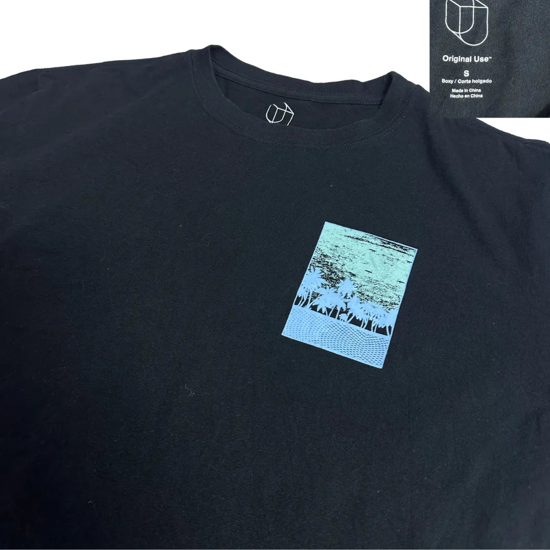 Original Use® Abstract Palm Grid Graphic Black Tee 🌴