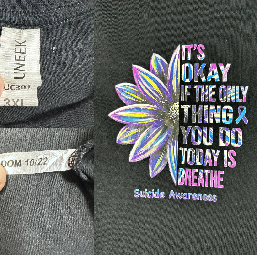 Uneek®Black T Shirt Awareness-3XL