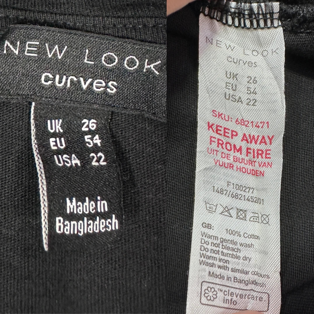 New Look® Black T Shirt Curves-XL