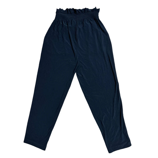 Elegant Navy Smocked Waist Tapered Trousers 💙