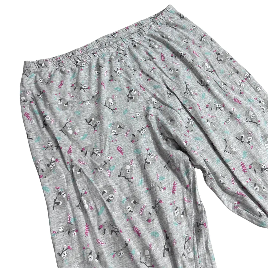 Grey Sloth Print Soft Lounge Pajama