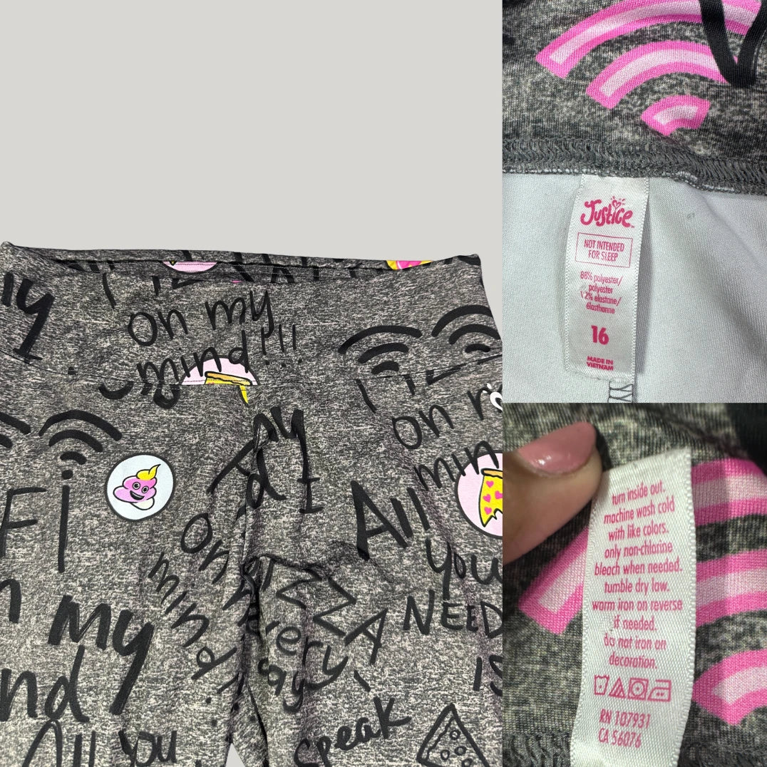 Justice® Grey Printed Leggings Graphic-S