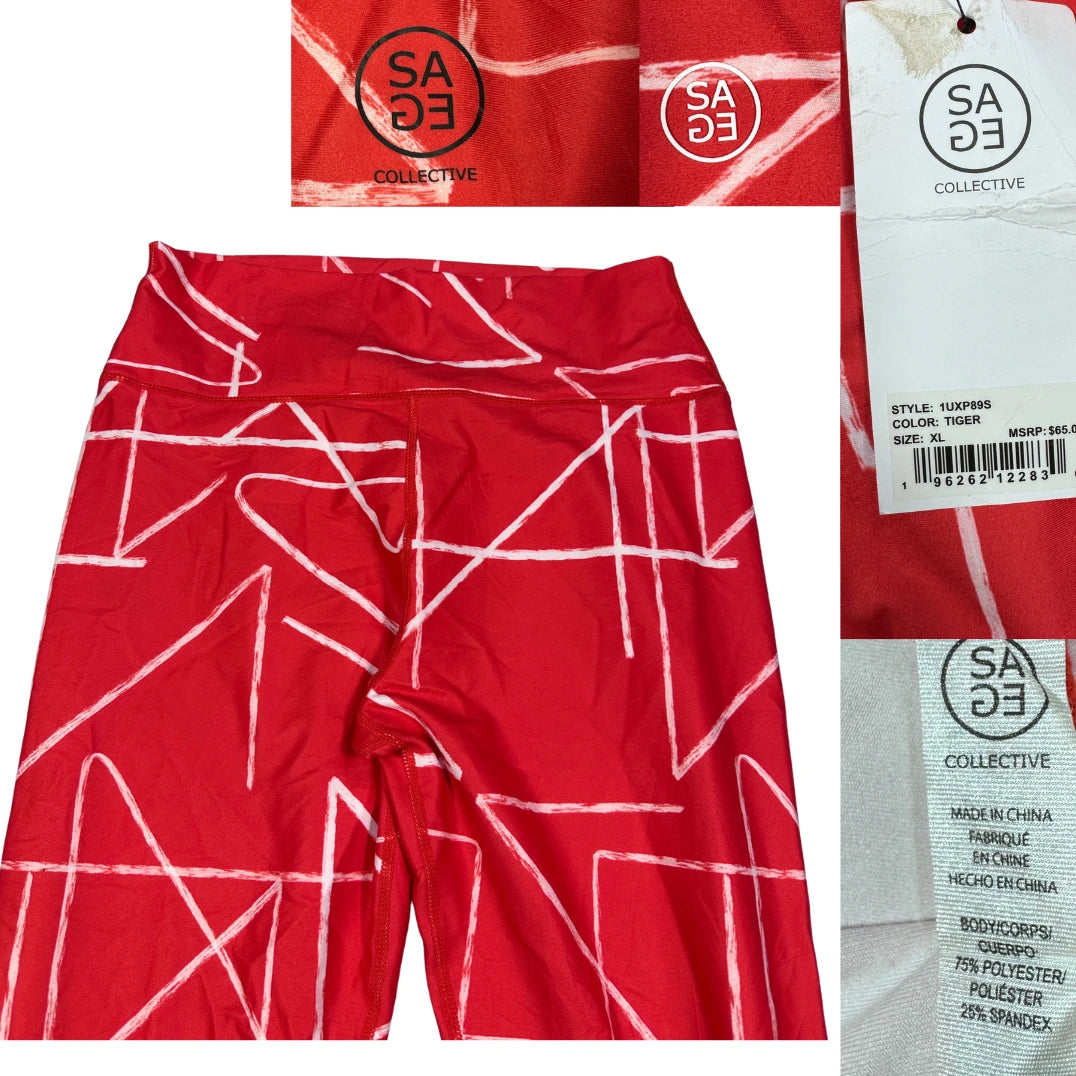 Sage Collective® Red Leggings Printed-XL