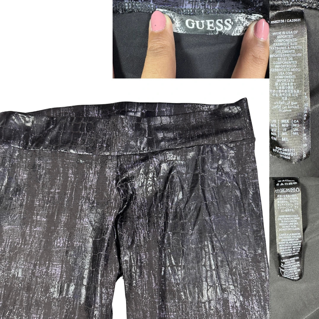 Guess® Black Metallic Leggings Textured-S