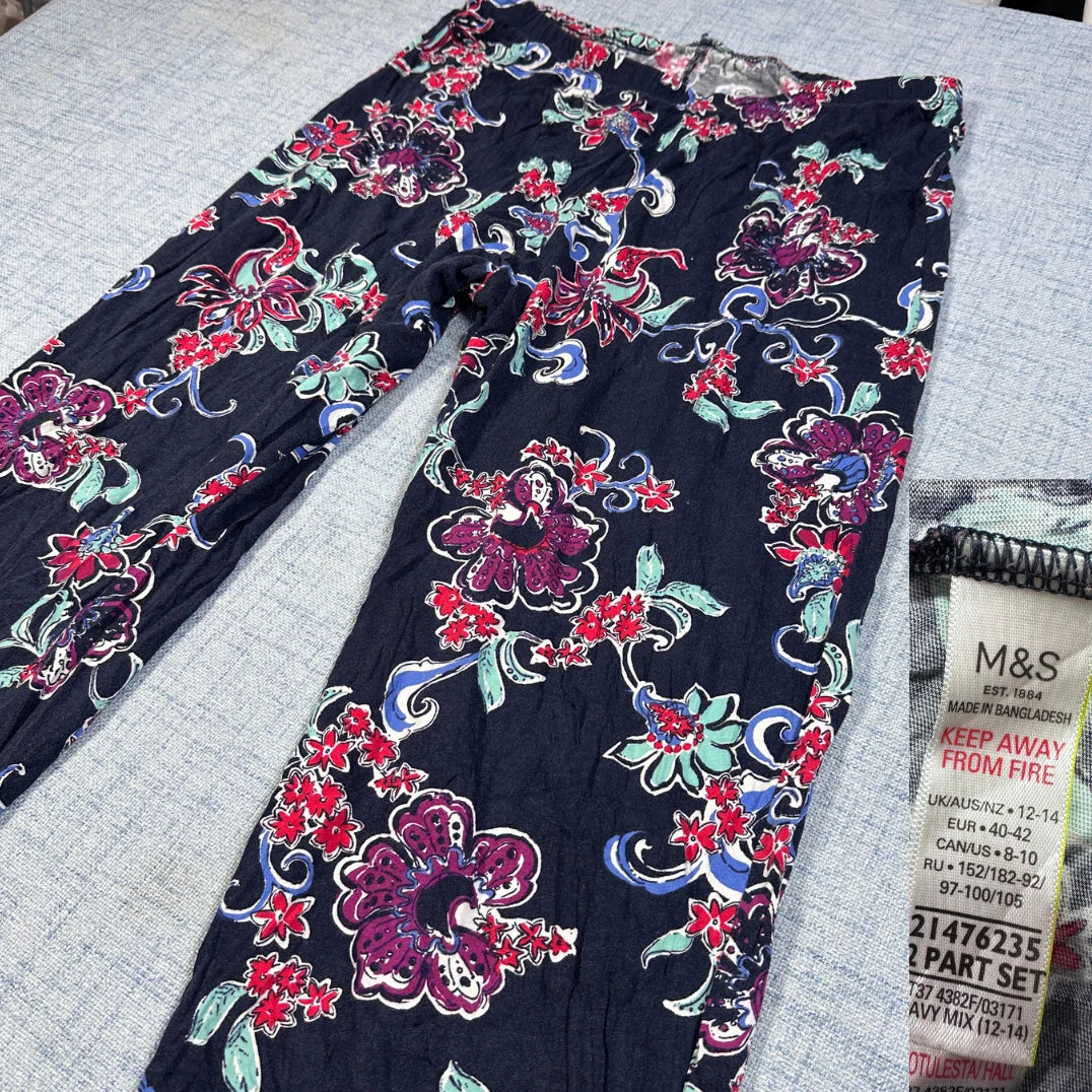 M&S® Navy Pajama Pants Floral-M
