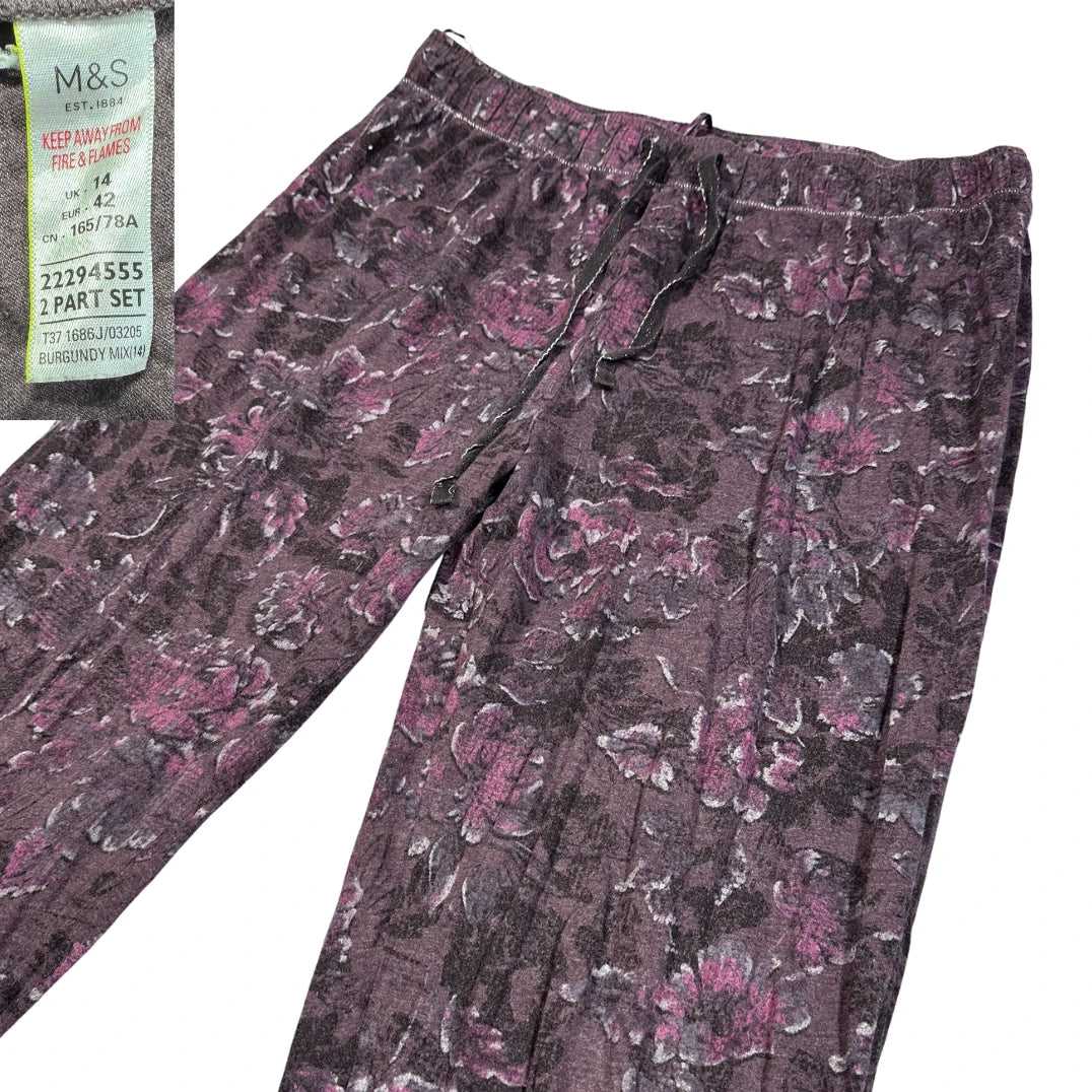 M&S® Burgundy Sleep Pants Floral-M