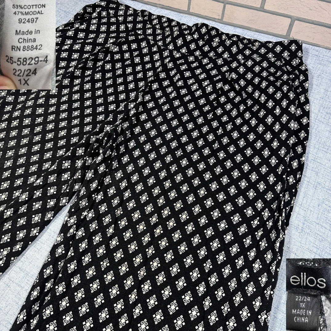 Ellos® Black Geometric Lounge Pants-XL
