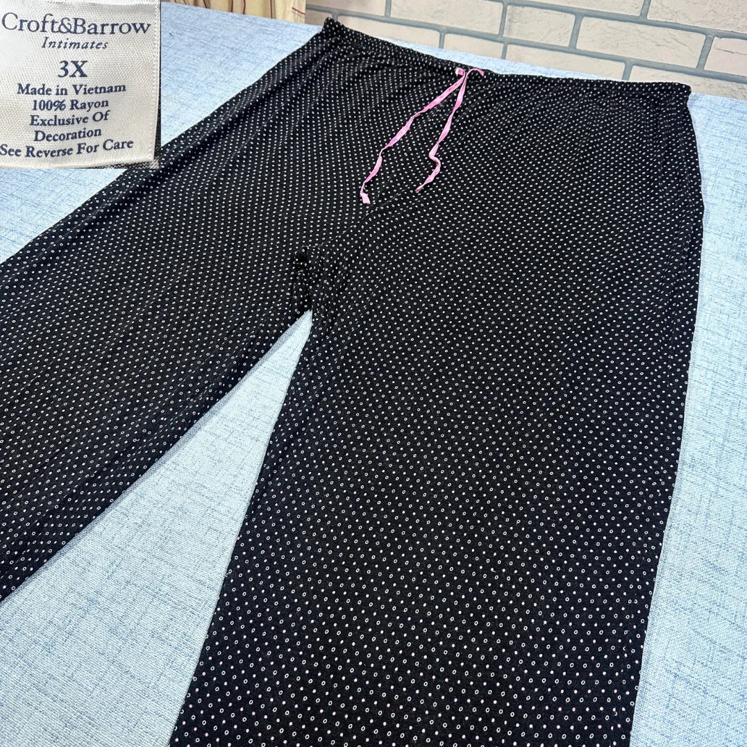 Croft & Barrow® Black Sleep Pants Dotted-3XL