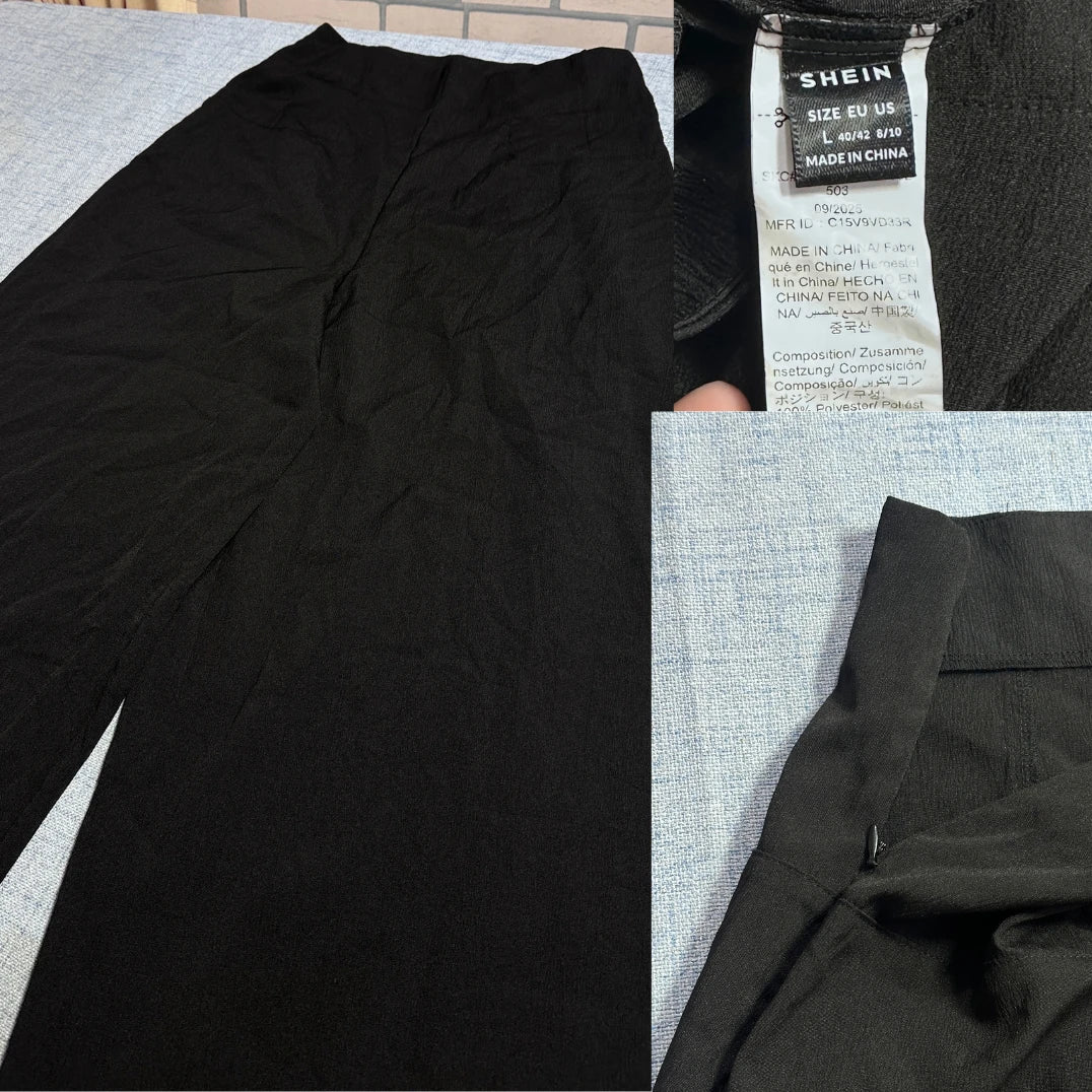 SHEIN® Black Wide Leg Pants-L