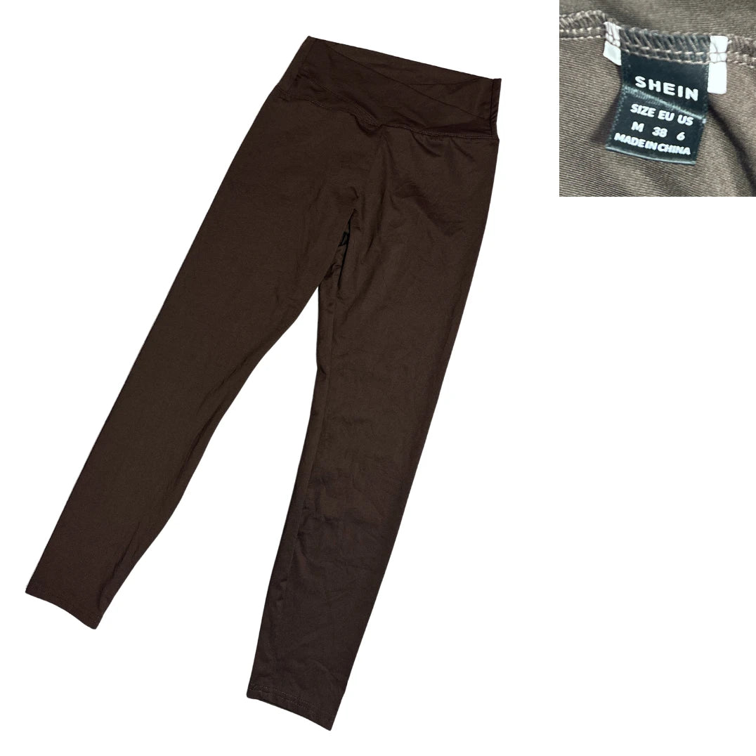 SHEIN Classic Cocoa Brown Everyday Leggings(MEDIUM)