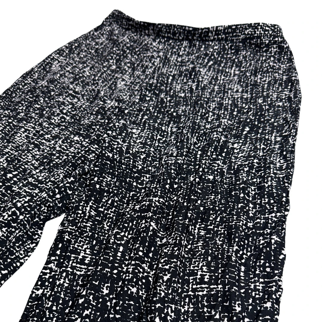 Black & White Textured Print Wide-Leg Pants