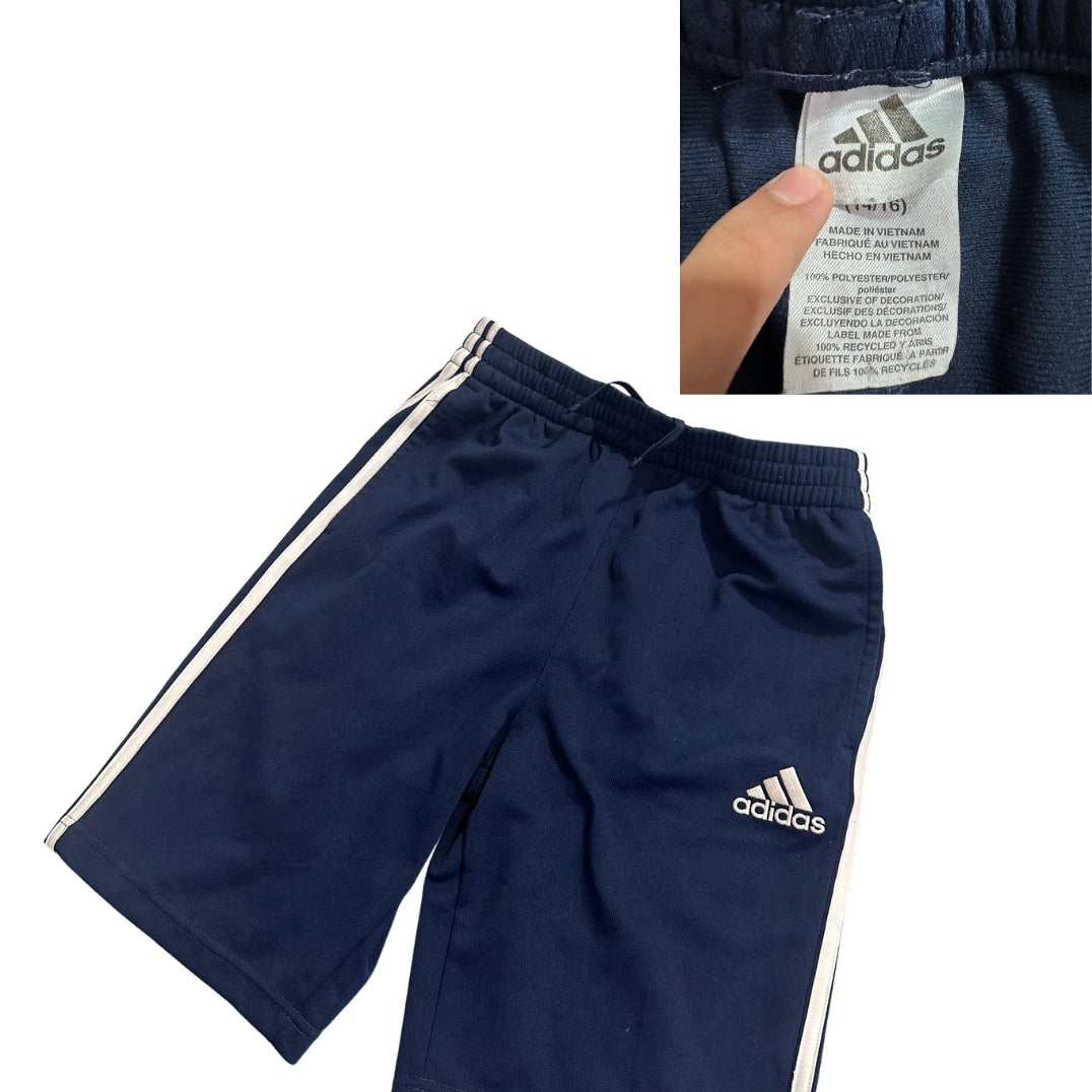 Adidas® Navy Three Stripe Athletic Shorts(S)