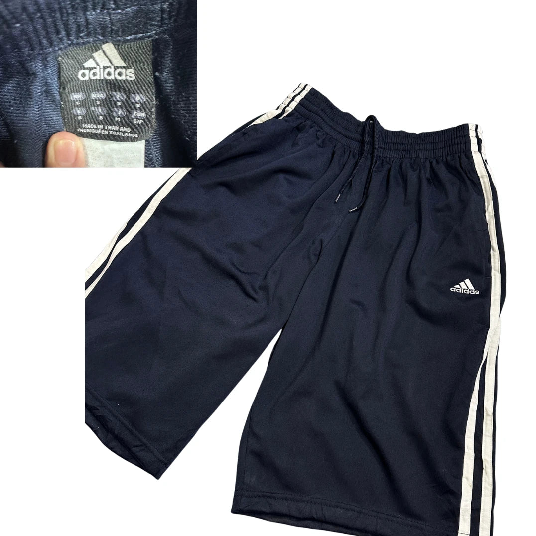Adidas® Navy Three Stripe Athletic Shorts(S)