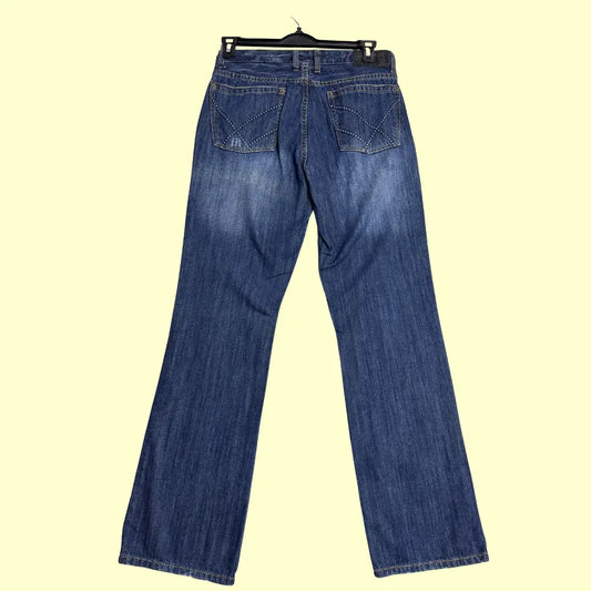 Kenneth Cole Reaction Bootcut Jeans in a classic medium blue wash.