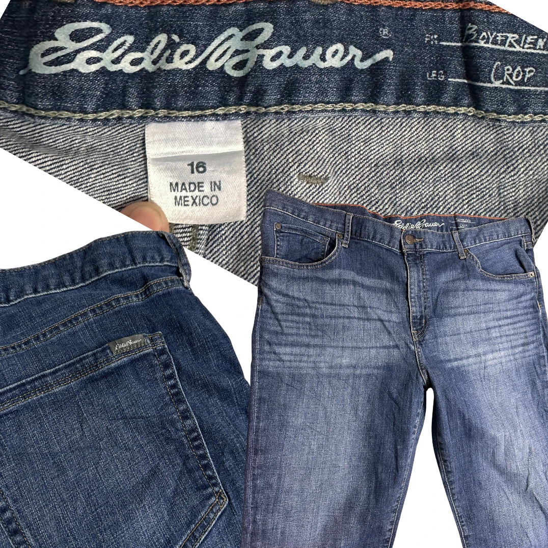 Eddie Bauer Classic Blue Denim Jeans Cropped Fit 🌊