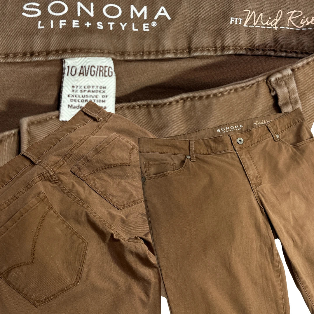 SONOMA Life Style Mid Rise Brown Stretch Pants 🤎