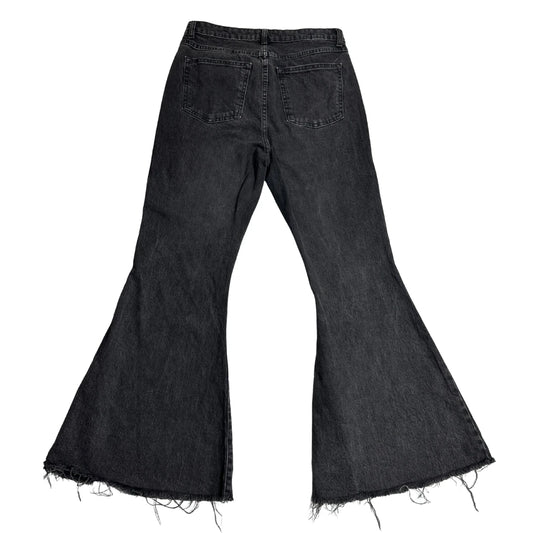 Forever 21 Black Flared Raw Hem Jeans Women