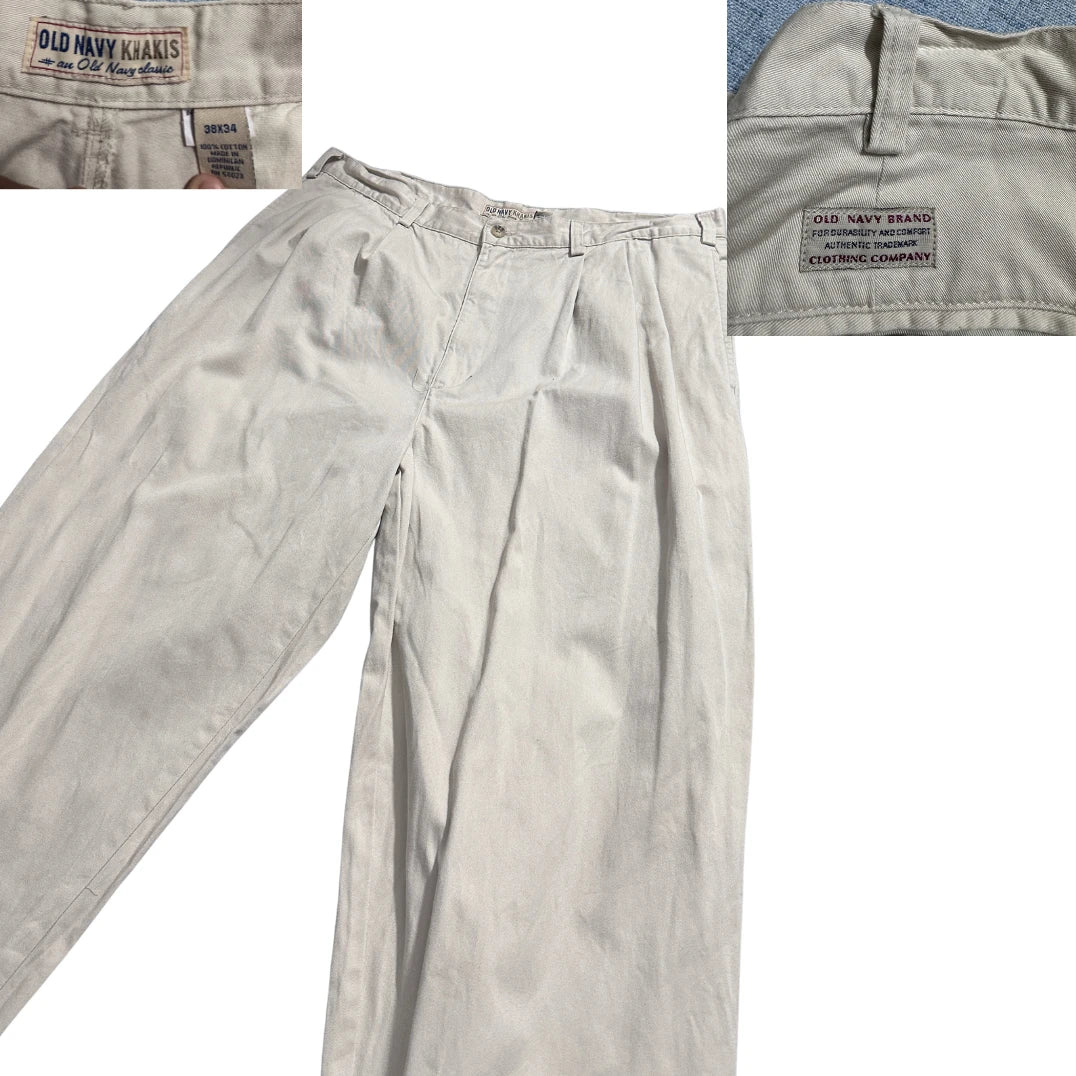 Old Navy® Beige Pleated Khaki Trousers