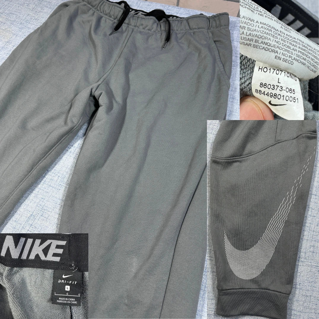 Nike Dri-Fit Grey Swoosh Jogger Pants-L