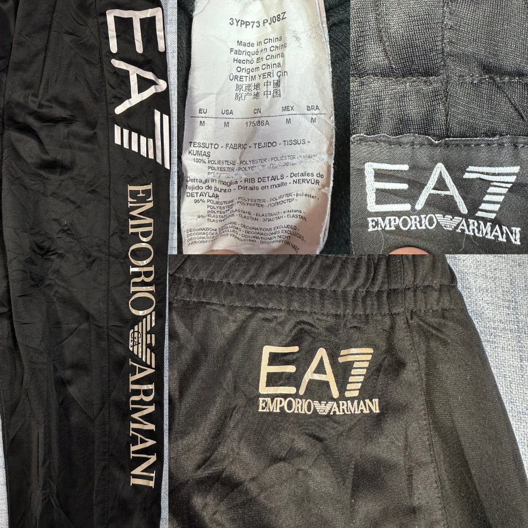 EA7® Black Track Pants Logo-M