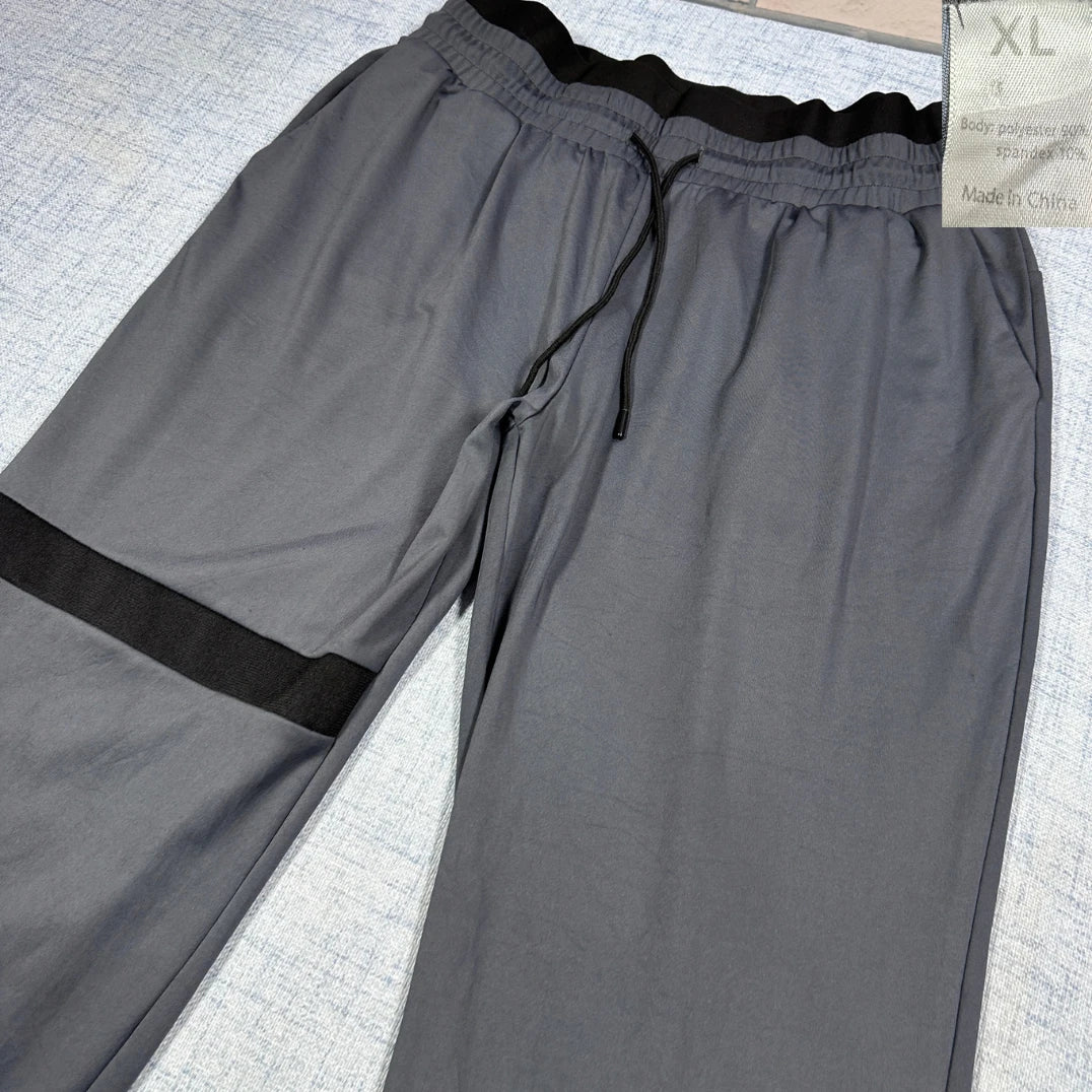Unbranded Grey Jogger Track Pants Black Stripe-L