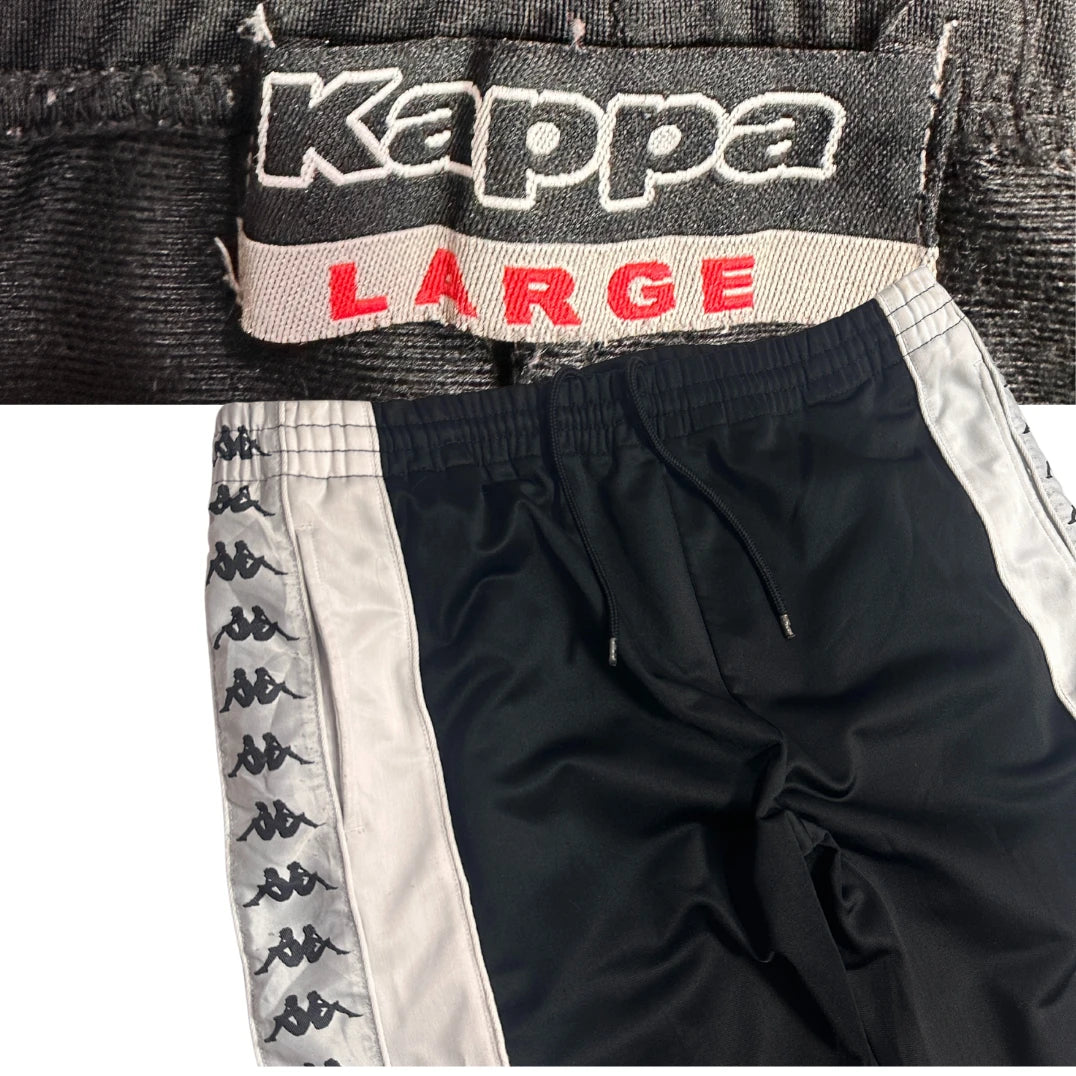 Kappa Black Track Pants with Iconic Side Tape