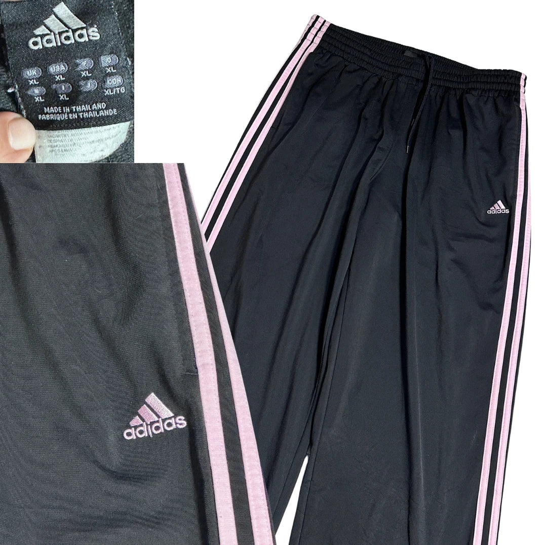 Adidas® Black Track Pants with Pink Stripes 💗(XL)
