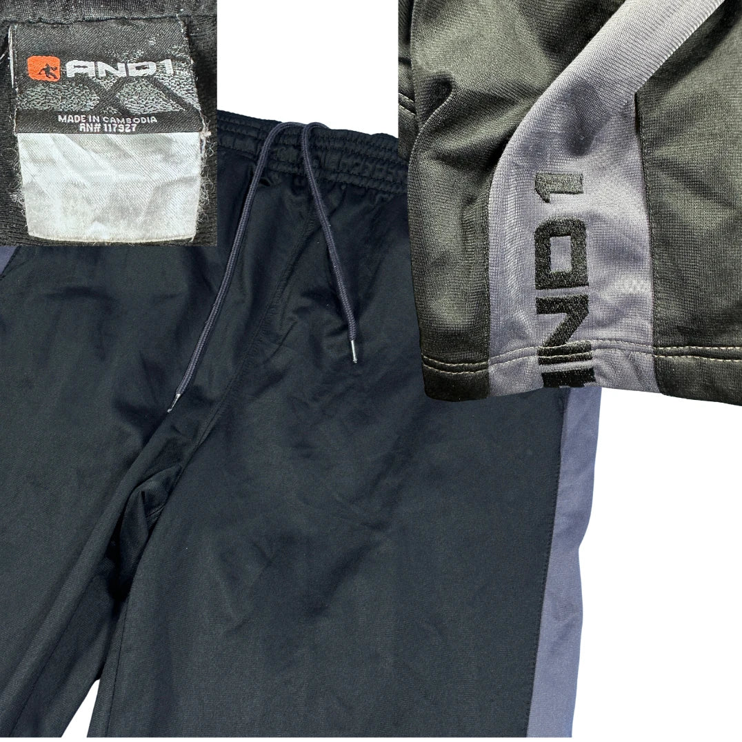 And1® Black Grey Athletic Track Pants(L)