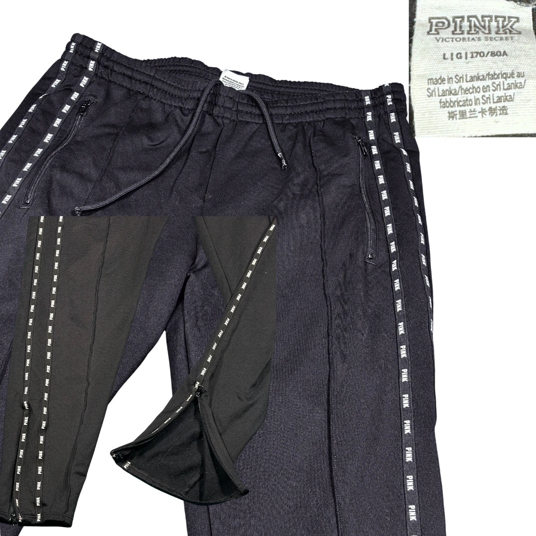 Pink Active® Black Side Tape Athletic Track Pants(M)