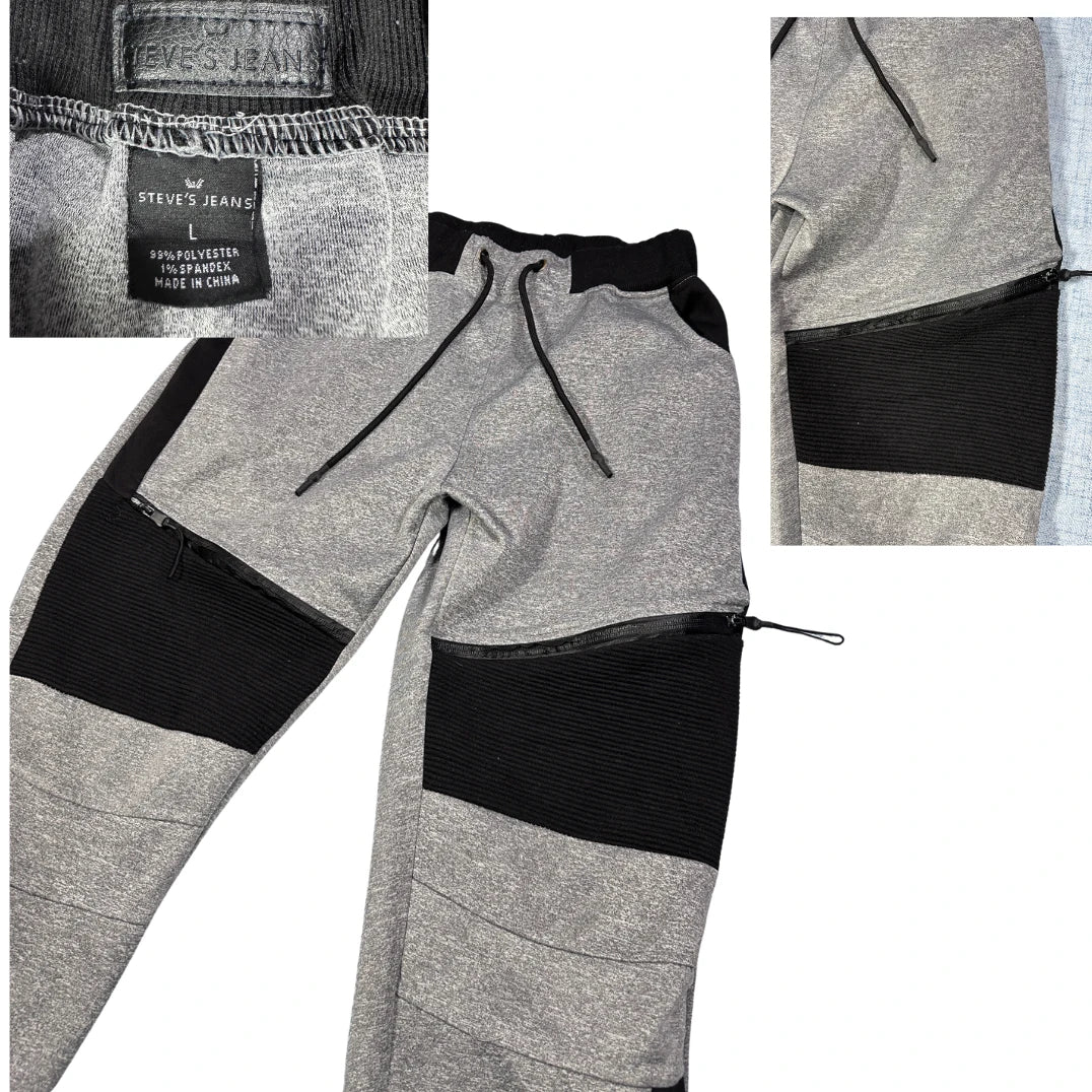 Steve's Jeans® Grey Panel Jogger Trousers(L)