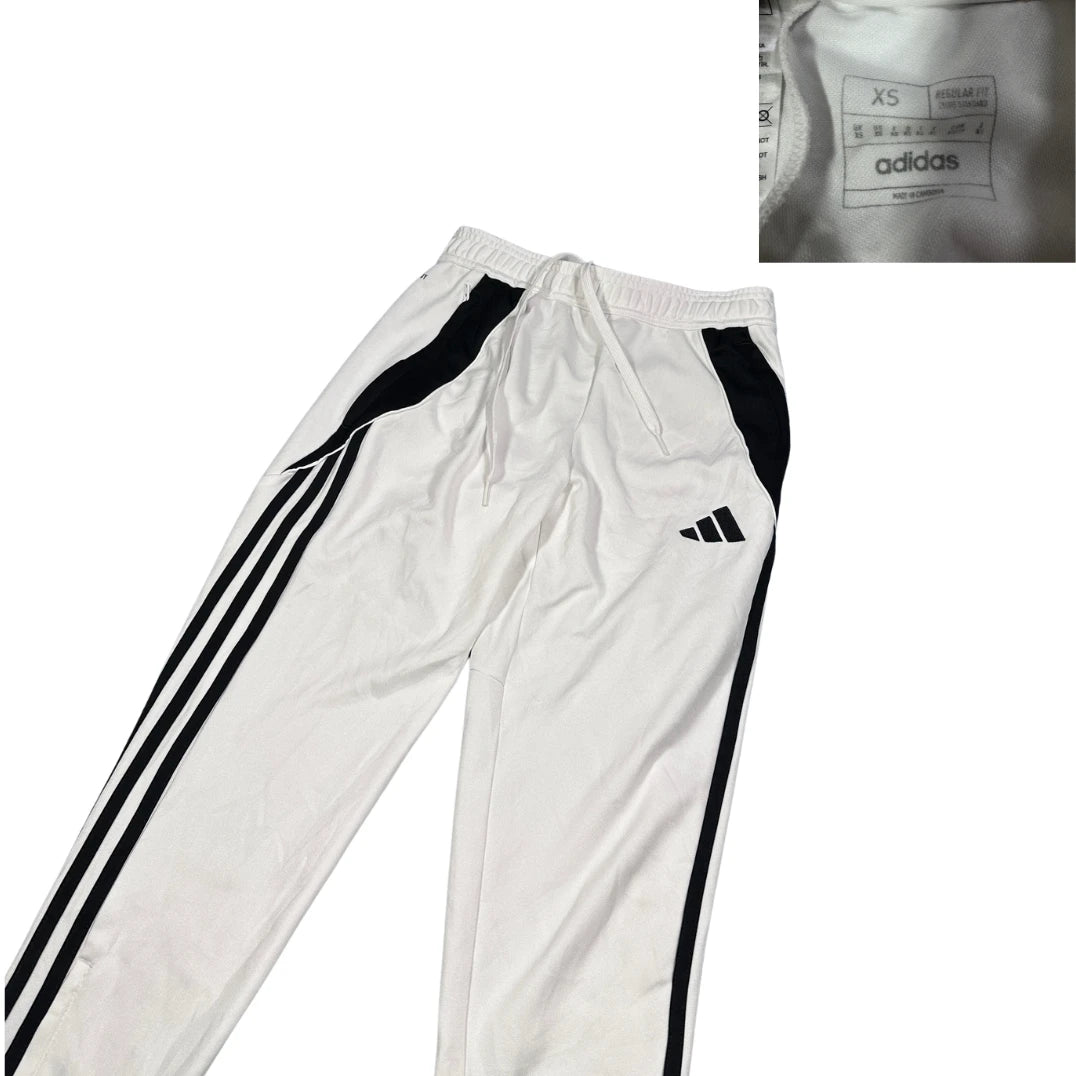 Adidas® White Three-Stripe Training Track Pants(XS)