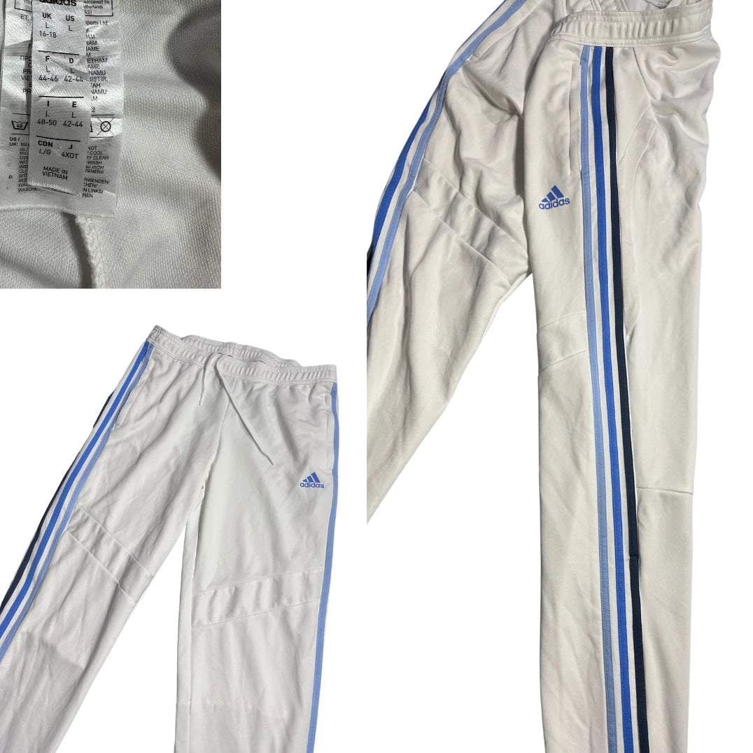 Adidas® White Blue Training Track Pants(L)