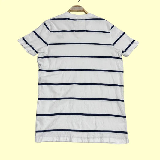 Abercrombie & Fitch Men’s White & Navy Striped T-Shirt