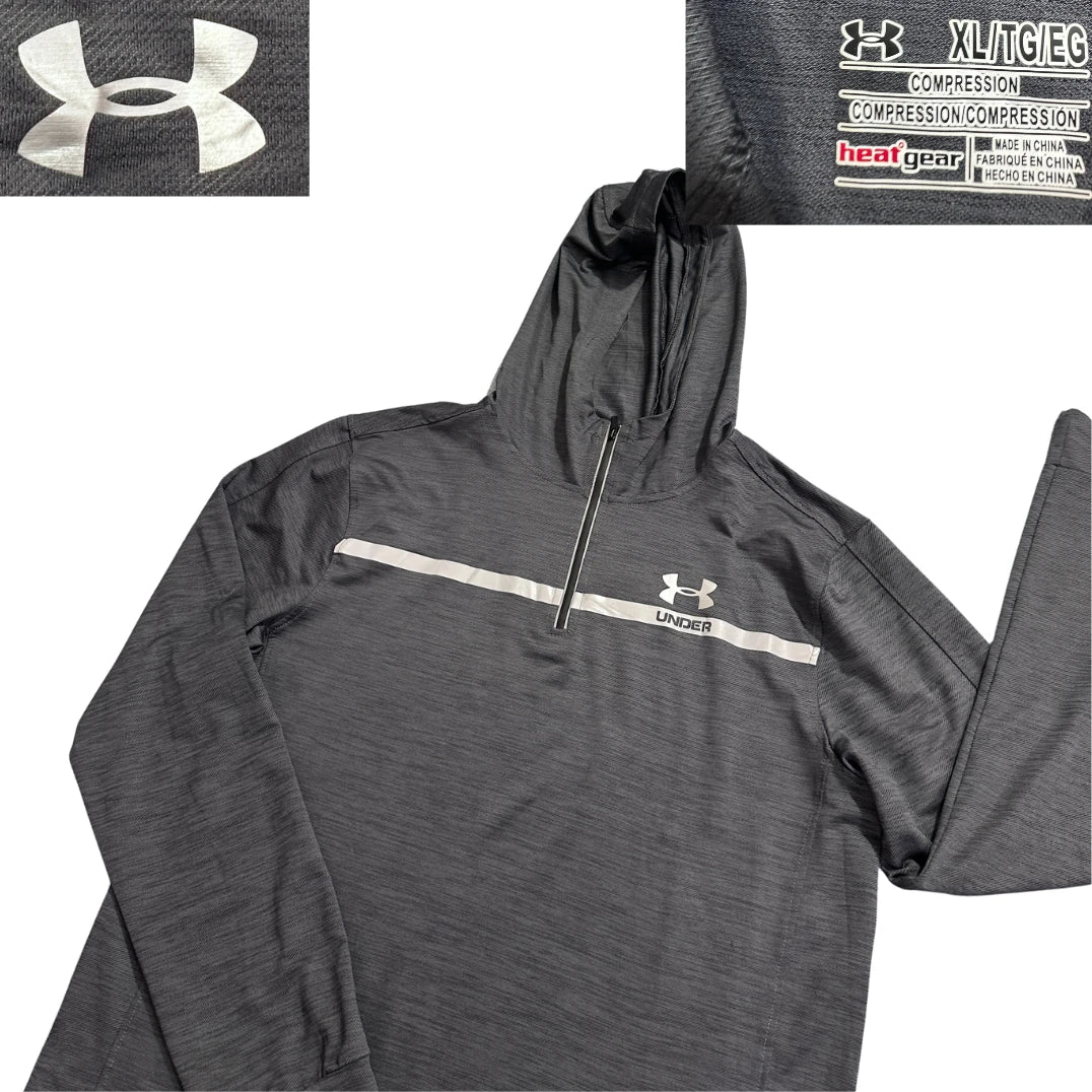 Under Armour® Grey HeatGear Hooded Performance T-Shirt