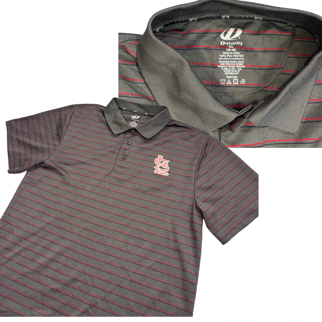 Dynasty® Grey Striped Polo Shirt(XL)