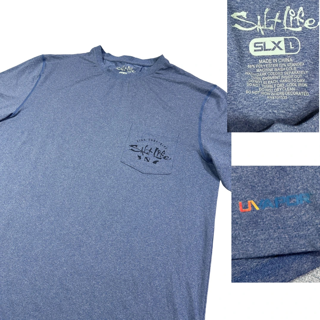 Salt Life® Heather Blue Pocket Performance T-Shirt(L)