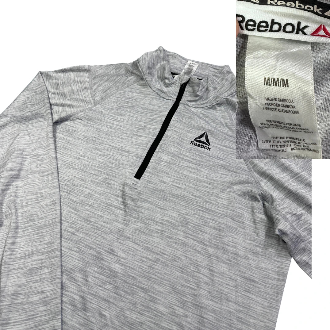 🏃 Reebok® Grey Quarter Zip Performance Pullover(M)