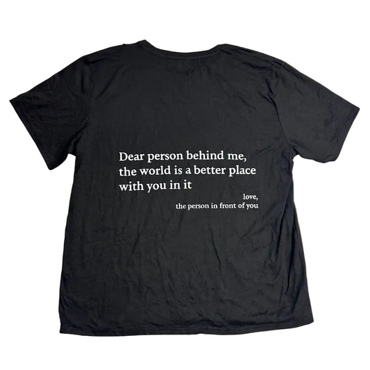 A meaningful and stylish black graphic tee with uplifting messages
