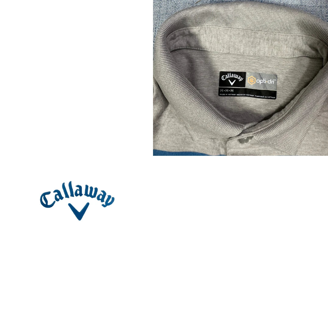 Callaway® Grey & Blue Golf Performance Polo Shirt(M)