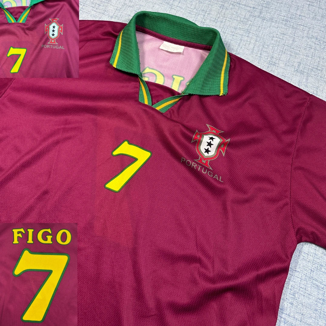 Portugal Figo 7 Retro Football Jersey-L