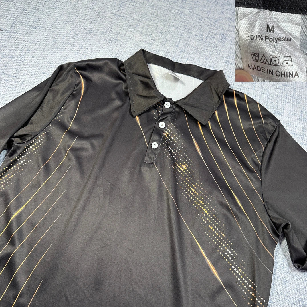 Unbranded Black Polo Shirt Graphic-M