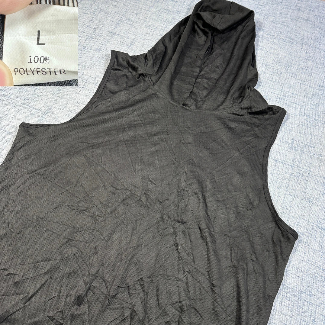 Unbranded Black Sleeveless Hooded Tank-L