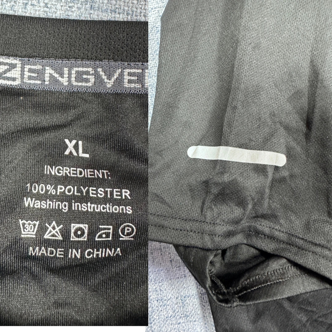 Zengvee® Black Sports T Shirt Reflective-XL