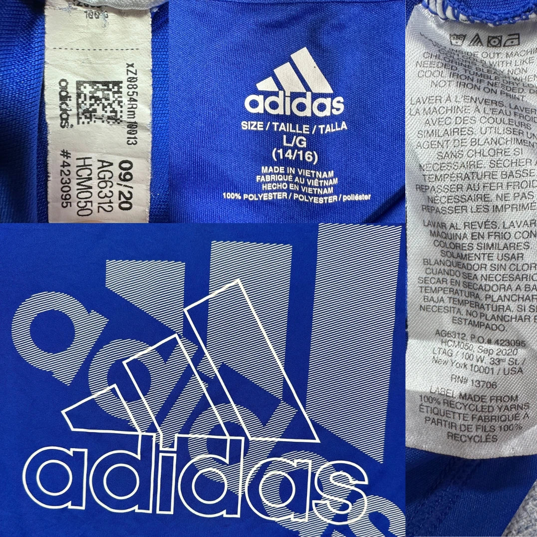 Adidas® Blue Graphic T Shirt-YL