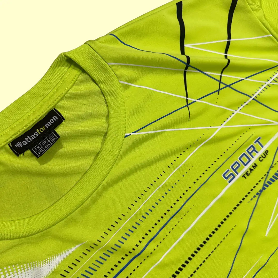 Atlas for Men Sport Team Cup T-shirt in neon yellow with bold geometric print